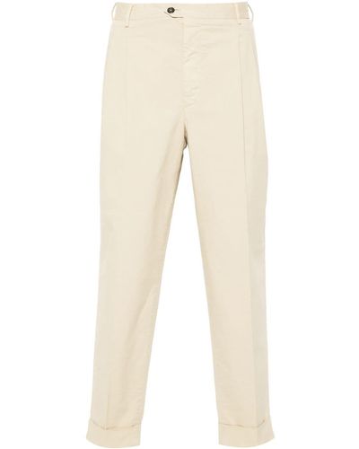 PT Torino Slim-fit Cotton Trousers - Natural