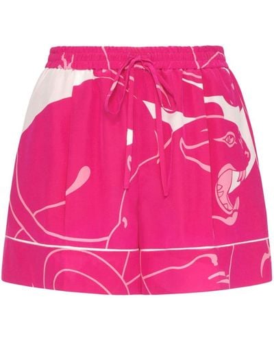 Valentino Garavani Panther Crepe-de-chine Trousers - Pink