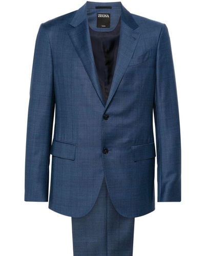 Zegna Plaid-check Single-breasted Suit - Blue