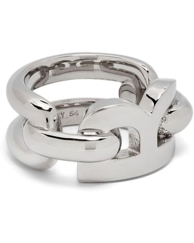 Balenciaga Ring mit Logo-Schild - Weiß