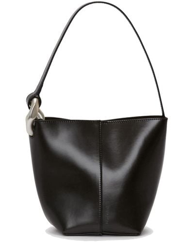 JW Anderson Small Corner Leather Bucket Bag - Black