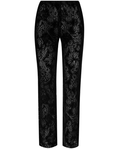 Oscar de la Renta Pantalones rectos con encaje floral - Negro