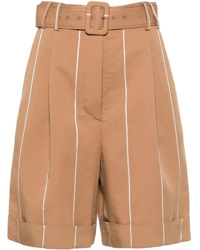 Lardini Belted High-waist Shorts - Brown