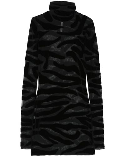 LAQUAN SMITH Tiger-print Velvet Minidress - Black