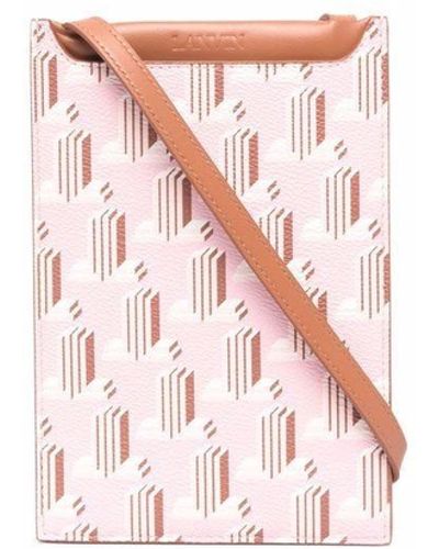 Lanvin Graphic-print Leather Phone Pouch - Pink