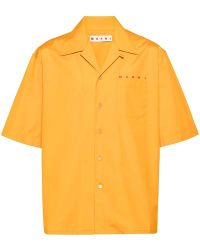 Marni Logo-print Poplin Shirt - Yellow