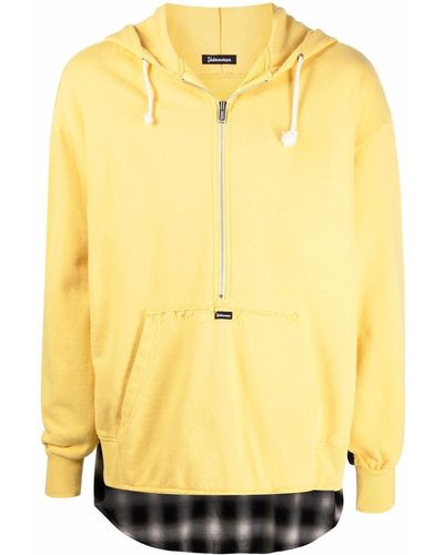 Undercoverism Check-print Paneled Hoodie - Yellow