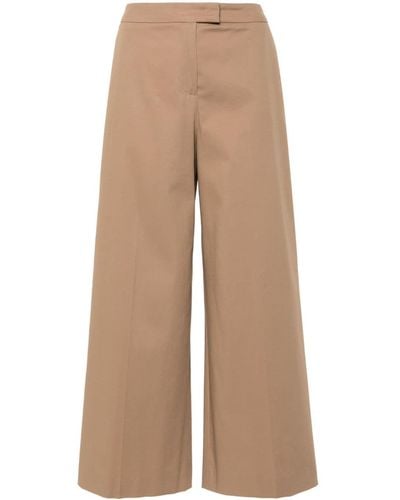 PT Torino Twill Cropped Trousers - Natural
