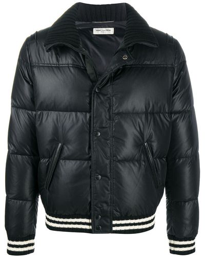 Saint Laurent Stripe-trim Puffer Jacket - Black
