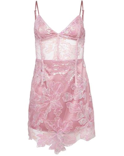 Fleur du Mal Sequin-embellished Floral-lace Minidress - Pink