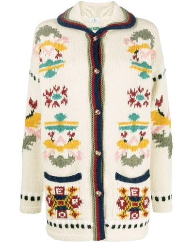 Etro Cardigan à motif géométrique en intarsia - Blanc