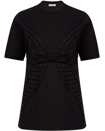Nina Ricci T-shirt en coton à détails de nœuds - Noir