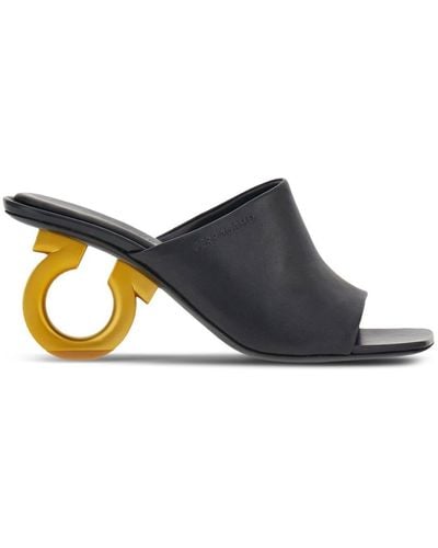 Ferragamo Sculpted-logo-heel Mules - Black