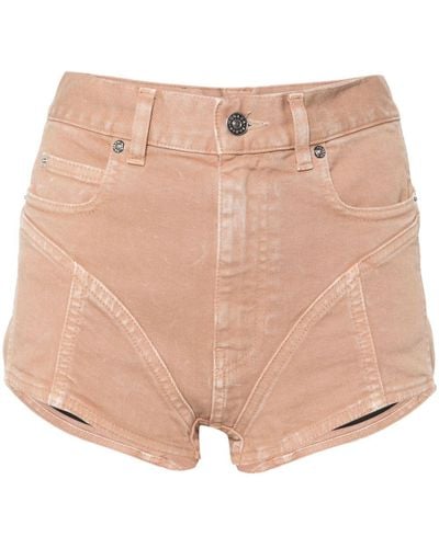 Mugler Mid-rise Skinny Denim Shorts - Natural