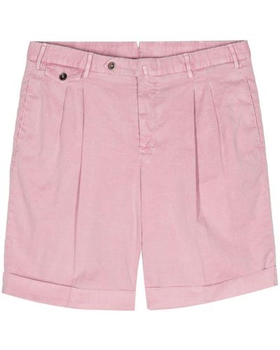 PT Torino Pleat-detail Straight-leg Shorts - ピンク