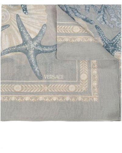 Versace Barocco Sea Cotton-silk Scarf - Grey