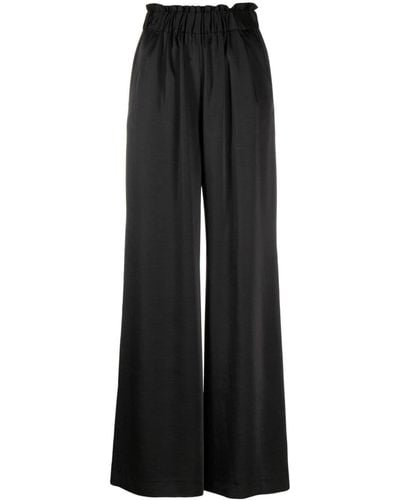 Claudie Pierlot High-waisted Satin Palazzo Trousers - Black