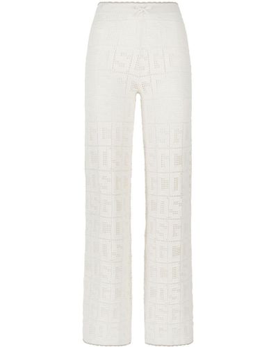 Gcds Monogram Crochet-knit Trousers - White