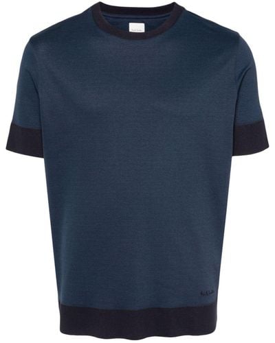 Paul Smith Contrasting-trim jersey T-shirt - Blau