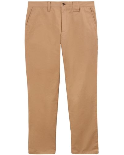Burberry Pantalon droit en coton à étiquette logo - Neutre