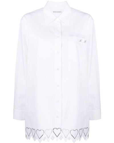 Mach & Mach Crystal-embellished Long-sleeve Shirt - White