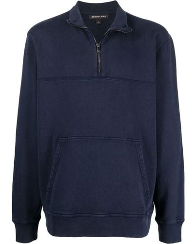 Michael Kors Garment-dyed High-neck Sweatshirt - Blue