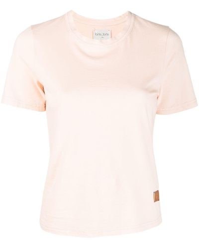 Forte Forte Logo-patch Cotton T-shirt - Pink