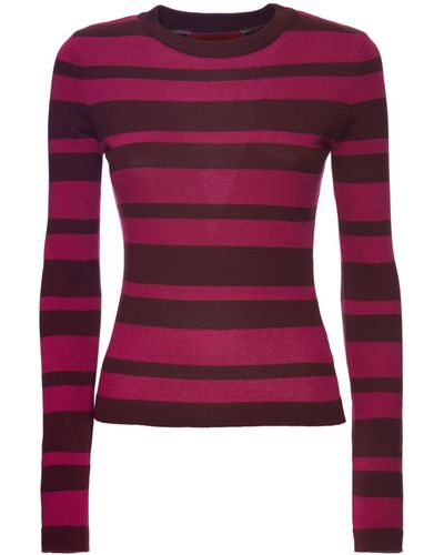 La DoubleJ Fine-knit Striped Sweater - Red