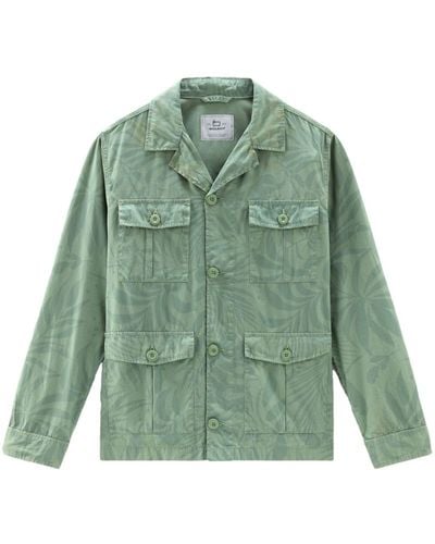 Woolrich Tropical-print Cotton Overshirt - Green