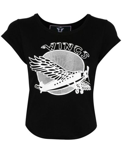 Stella McCartney T-shirt en coton à imprimé graphique - Noir