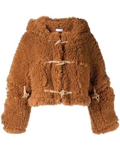 ROKH Faux-fur Hooded Duffle Jacket - Brown