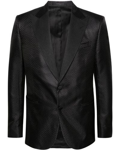 Corneliani シルク シングルジャケット - ブラック