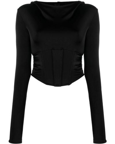 MISBHV Corset-style Hooded Top - Black