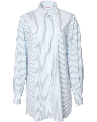 Carolina Herrera Long-sleeve Pinstriped Cotton Shirt - Blue