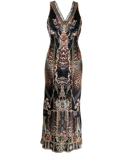 Camilla Gothic Goddess Silk Slip Dress - Brown