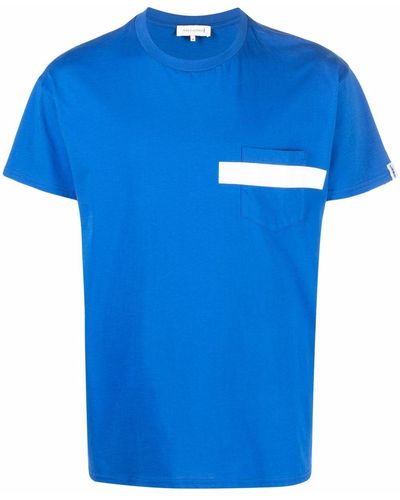 Mackintosh Stripe-detail Short-sleeve T-shirt - Blue