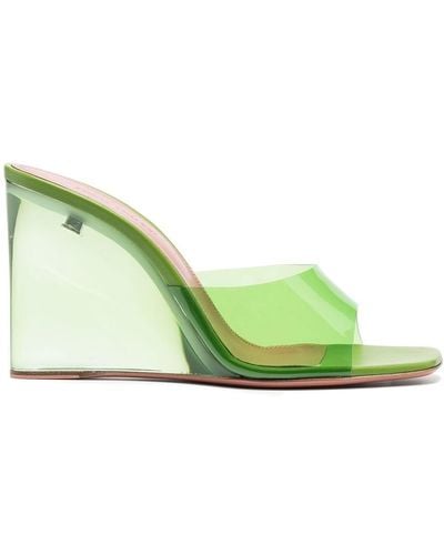 AMINA MUADDI 95mm Lupita Glass Wedge Heels - Green