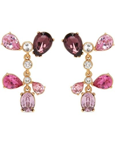 Oscar de la Renta Crystal-embellished Drop Earrings - Pink
