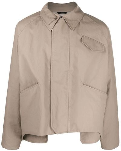 Fendi Asymmetric-hem Shirt Jacket - Brown