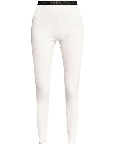 Balmain Monogram High-rise leggings - White