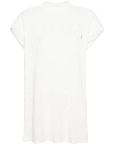 The Attico Shoulder-padded Waflle-effect T-shirt - White