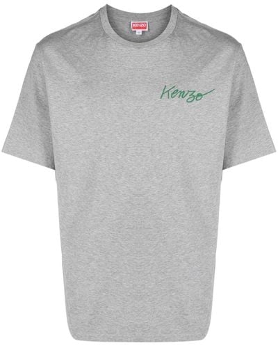 KENZO T-shirt en coton à logo imprimé - Gris