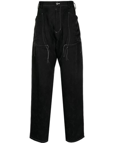 Sulvam Stitch-detail Straight-leg Trousers - Black