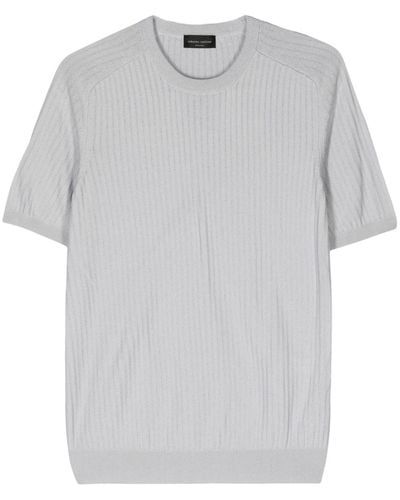 Roberto Collina Crew-neck Ribbed T-shirt - Grey