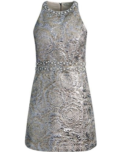 Alice + Olivia Strukturiertes Kleid mit Logo-Anhänger - Grau