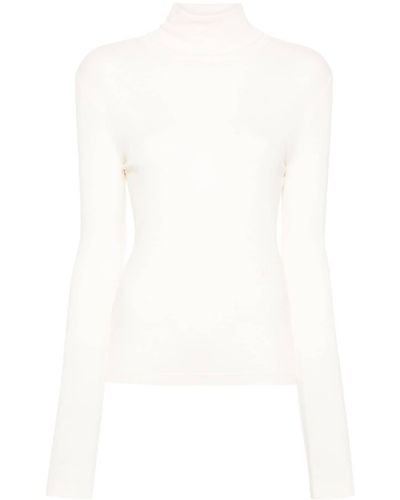 Helmut Lang T-shirt nervuré à col roulé - Blanc