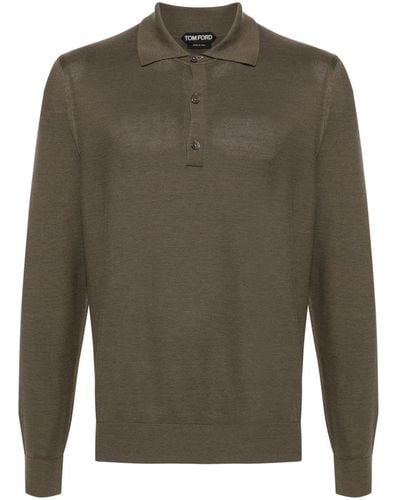 Tom Ford Long-sleeve Piqué Polo Shirt - Green