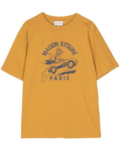 Maison Kitsuné Camiseta con logo estampado - Amarillo