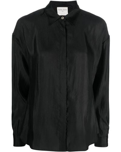 Forte Forte Long-sleeve Silk Blend Shirt - Black
