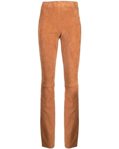 DROMe Flared Suede Stretch Pants - Brown